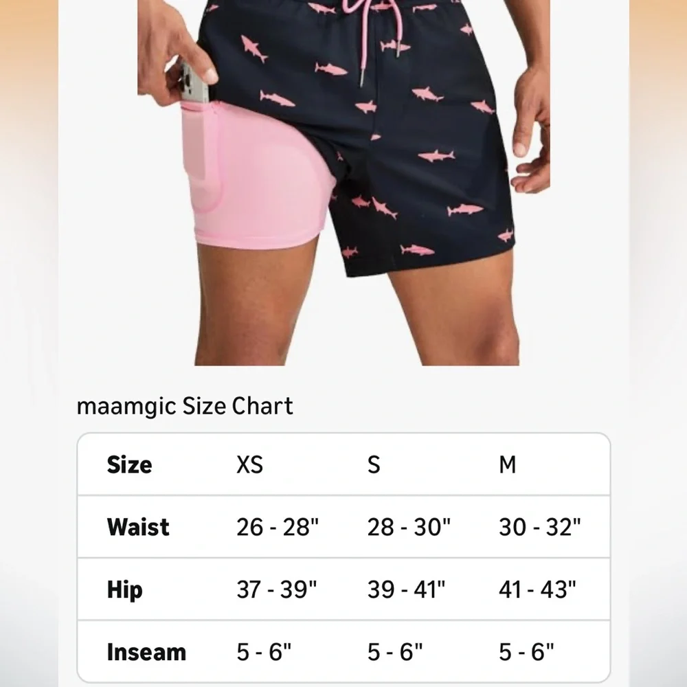 Black Swim Shorts with Pink Shark Print